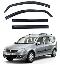 Дефлектори вікон вітровики Renault Logan Largus MCV 2004-2012 Скотч 3M Voron Glass