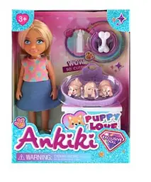 Колекційна лялька з рожевим волоссям та фігуркою собаки Puppy love (606008)
