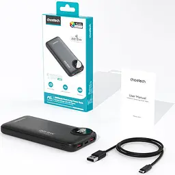 УМБ Choetech 10000mAh 22,5W PD 2xUSB-A, USB-C чорна - мініатюра 4