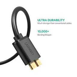 Кабель UGREEN US130 USB 3.0 A Male to Micro USB 3.0 Male Cable 1m Чорний (10841) - мініатюра 3
