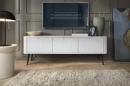 Тумба під телевізор Perfect Home Зова / Zova 3-дверна з чорними ніжками RTV168 Білий (PFH-091272)
