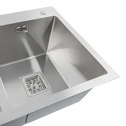 Кухонна мийка Platinum Handmade HDB 80x45 на дві чаші (квадратний сифон), Нержавіюча сталь - мініатюра 3