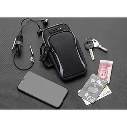 Чохол на руку Primo Sport універсальний спортивний для телефона до 6.5" BlackGrey - мініатюра 2