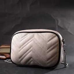 Вечірня жіноча сумка на ланцюжку з натуральної шкіри Vintage 22380 біла - мініатюра 10