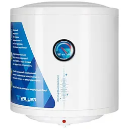 Водонагрівач Willer Optima, 1500 Вт, сухий ТЕН, 30 л, веритикальний, циліндричний, білий (EV30DR)
