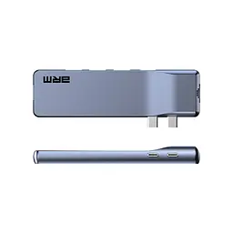 Хаб USB-C ArmorStandart For MacBook M-Series HD4K+LAN+PD+3USB+TF/SDcard Grey (ARM69367) - мініатюра 2