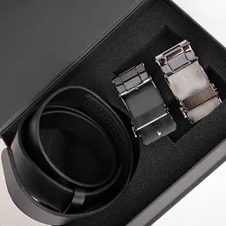 Подарунковий чоловічий набір Handycover 2512 (ремінь з 2 пряжками) чорний в коробці - мініатюра 5