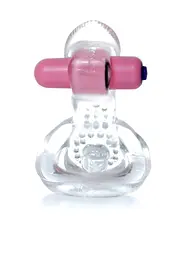 Ерекційне віброкільце Tongue Vibro CockRing Clear - мініатюра 5
