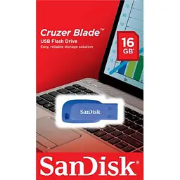 USB флеш накопичувач SanDisk 16GB Cruzer Blade Blue Electric USB 2.0 (SDCZ50C-016G-B35BE) - мініатюра 3