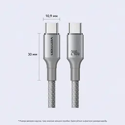 Кабель Vention TSAJF магнітний USB-C - USB-C PD 3.1 240 Вт 1 м титаново-золотий (TSAJF) - мініатюра 6
