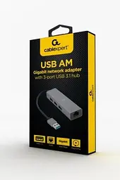 Хаб USB A-AMU3-LAN-01 Grey USB 3.1 - 3xUSB 3.1 / GLan Cablexpert teh0019578 - мініатюра 2