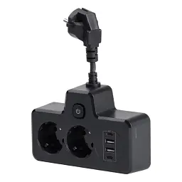 Мережевий фільтр-розгалужувач SNAILS 2 розетки LED 4 USB 8 см, чорний
- мініатюра 6