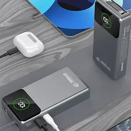 УМБ Dudao 20000mAh K31 Pro 45W PD,QC USB-A,USB-C In/Out,with built-in USB-C/Lightning cables Gray - мініатюра 4