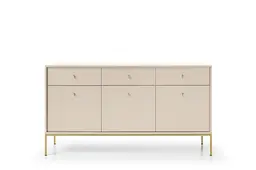 Комод Perfect Home Моно / Mono 3-дверний з 3 шухлядами і золотими ніжками MKSZ154 Беж пісочний (PFH-091207) - мініатюра 2