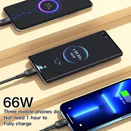 Зарядний кабель Swift 3 в 1 ESSAGER (micro USB, Type-C, Lightning) 1.2метр 66W - мініатюра 3