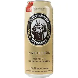 Пиво Franziskaner Naturtrub Hefe-Weissbier світле 5% 0.5 л з/б