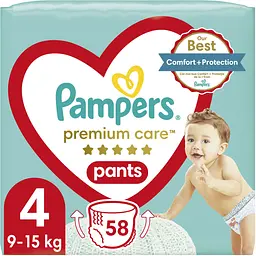 Підгузки-трусики Pampers Premium Care Pants 4 (9-15 кг) 116 шт. (2 п. x 58 шт.) - мініатюра 2
