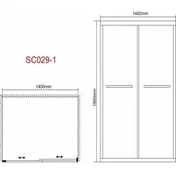 Душові двері Grace 140x190 см розсувні рифлене скло хром SC029-1-140Р, матовий, хром - мініатюра 2