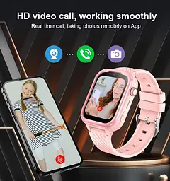 Смарт годинник дитині для школи Lemfo X71 з 4G звʼязком, сім картою, GPS / Wi-Fi / LBS, відеодзвінками, прослушкою, голосовим чатом і камерою Рожевий - мініатюра 9