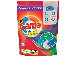 Капсули для прання кольорових та темних речей Gama 4in1 Smart Choice Colors & Darks (60 шт.)