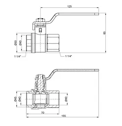 Кран кульовий Thermo Alliance Base 1 1/4" ВВ прямий, PN40, важіль SD600W32 - мініатюра 3