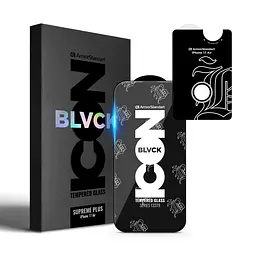 Комплект захисних скла для Apple iPhone 17 Air, Supreme Plus Black Icon, загартоване повноекранне 3D скло на екран і скло на камеру, протиударне 9H, ультратонке, з олеофобним і жировідштовхуючим покриттям, ArmorStandart (ARM86405)