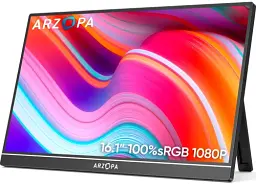 Монітор 16.1" Arzopa G1 Game (Z1RC), Black, WLED, IPS, 2560x1600, 16:9, 5 мс, 144 Гц, 250 кд/м², 1200:1, 85°/85°, 2xType-C/ mini-HDMI, 2x1W - мініатюра 1