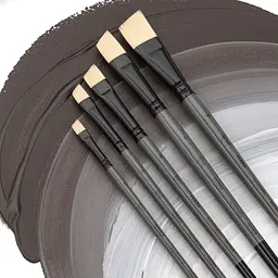 Пензель синтетика кутова TERRA 1608A №1 довга ручка Rosa - мініатюра 3