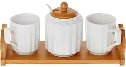 Кавовий набір Nouvelle Home Naturel 2 чашки та цукорниця на підставці Bona 26х9,5х12,5 см kuh0007678