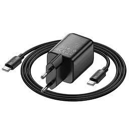 МЗП Hoco N53 Monsoon PD30W+QC3.0 (1USB-A/1C) + кабель Type-C to Type-C Black - мініатюра 3