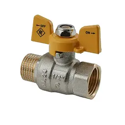 Кран кульовий Nolf Classic NFC.722-06-1/2" FM ГШМ Yellow, ручка "метелик" жовта NF3129