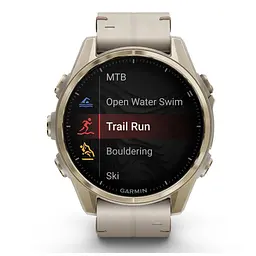 Смарт-годинник Garmin fenix 8 43mm, AMOLED, Saph, SftGldSS/FogGryLeatherBnd, Excl, GPS (010-02903-40) - мініатюра 7