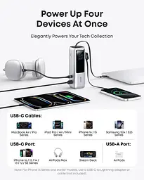 Портативний зарядний пристрій Anker 25000 mAh 165W PD Built-In Double USB-C Cables Silver (7160683) - мініатюра 6