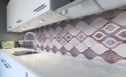 Кухонний фартух Ромби Орнамент ПВХ для декору 60х300 см Геометрія Сірий Happy Pocket Z184193 - мініатюра 5