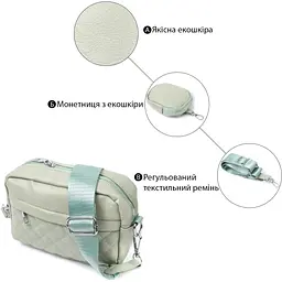Жіноча сумка крос-боді Vintage 22797 з екошкіри 19.5х12.5х6.5 см Фісташкова - мініатюра 4