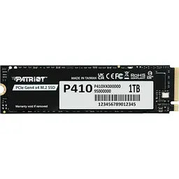 Твердотільний накопичувач SSD 1Tb, P410, PCI-E 4.0 x4, M.2 2280, 3D TLC, 5000/4500 МБ/с Patriot teh0019772 - мініатюра 1
