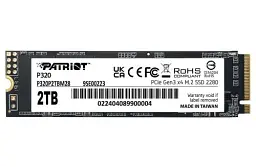 Твердотільний накопичувач SSD 2Tb, Patriot P320, PCI-E 3.0 x4, M.2 2280, 3D TLC, 3000/2200 МБ/с (P320P2TBM28)