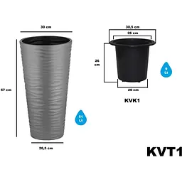 Вазон для квітів Serinova Kumsal 9 л антрацит (20-KVT107102-200100) - мініатюра 3