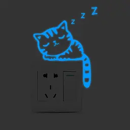 Фосфорная наклейка Кот спит 12 на 7 см голубой