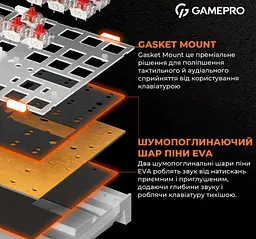 Механічна ігрова клавіатура GamePro GPMK-18 Red Switch Hot-Swap TKL RGB White - мініатюра 7