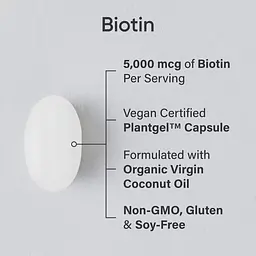 Биотин (B-7) Biotin 5,000 mcg with Coconut Oil 120 Veggie Softgels Sports Research vit0006470 - миниатюра 3