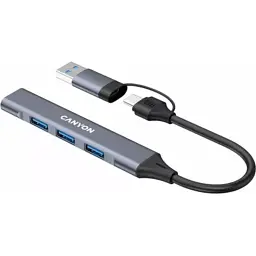 Концентратор Canyon USB-C/A 4-in-1 1xUSB 3.0 + 3xUSB 2.0 gray (CNS-TDS02G) - мініатюра 2