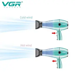 Потужний професійний фен VGR-452 2400W + 2 насадки - мініатюра 3