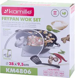 Котел чавунний "Wok", з антипригарним покриттям та аромо-кришкою Kamille Ø14,5хØ28х9,5 см kuh0007234 - мініатюра 8