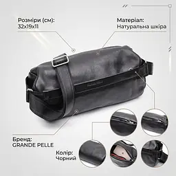 Сумка через плече з натуральної шкіри Grande Pelle 11649 чорна - мініатюра 2
