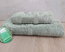 Набір турецьких бамбукових махрових рушників Cestepe 50х90+70х140 Bamboo Zumrut Light Green
