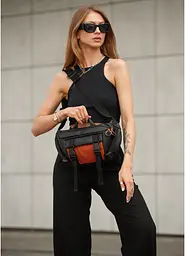 Жіноча сумка бананка Sambag Dynamicdart чорно-помаранчева 38 × 21 × 7 см (80411129) - мініатюра 11
