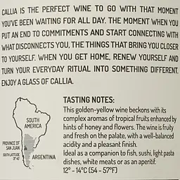 Вино Callia Chardonnay Torrontes біле сухе 13% 0.75 л (90299) - мініатюра 3