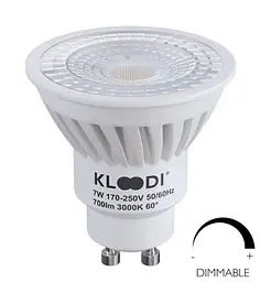 Лампа LED GU10 7W 3000К 700Lm DIM KLOODI KDGU10-7WSMD 3K 60D DIM