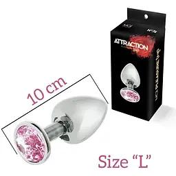 Металева анальна пробка Mai Attraction Toys №74 з рожевим кристалом - мініатюра 2